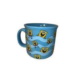 SpongeBob SquarePants Ceramic Mug 20 Oz Blue Cartoon Design Durable Microwave &